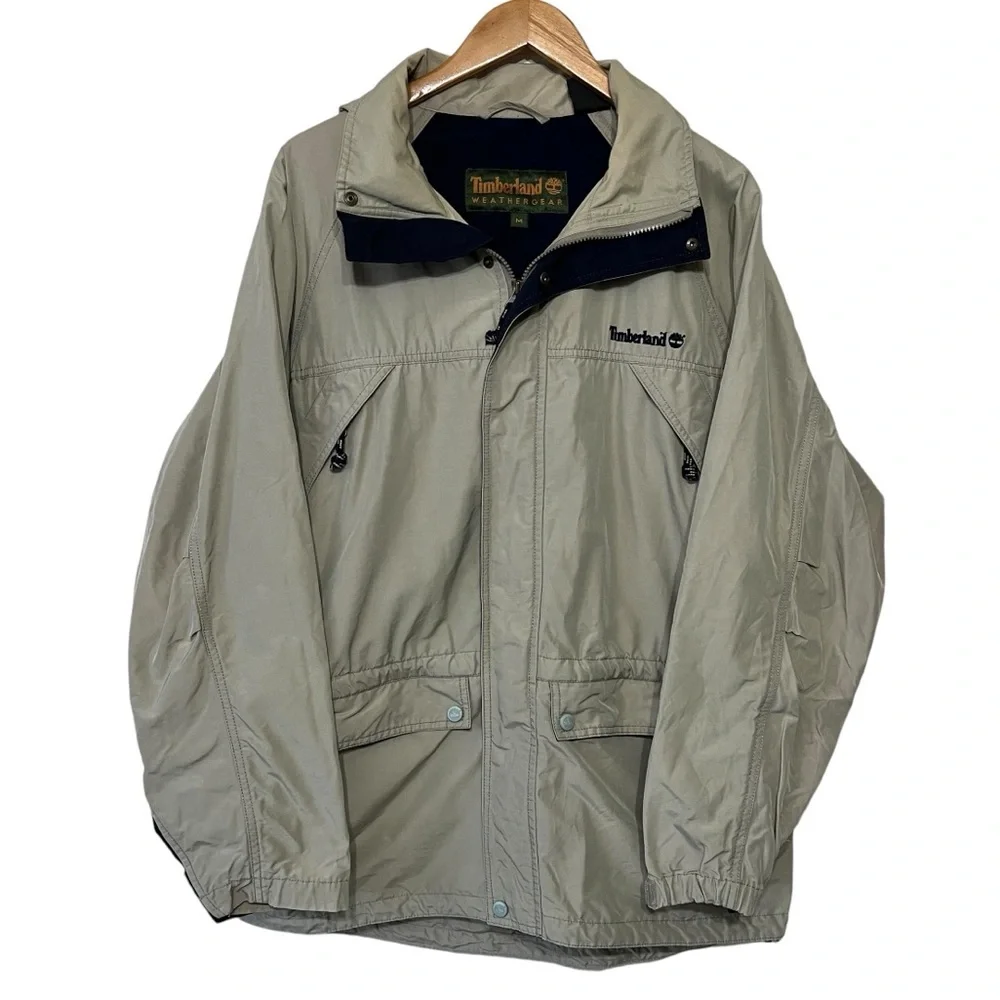 Vintage Timberland Men's Tan Hooded Rugged Weather Gear Core Jacket Size M